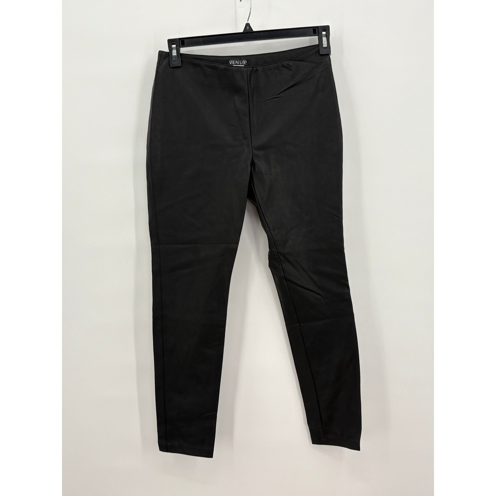 Venus Black Faux Leather Leggings Side Zip Slim Fit Pants Womens Size 4 Z9136